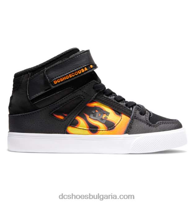 DC Shoes Детски обувки с висок дантелен връх от чист висок ластик GJnj7523 черно/пламъци